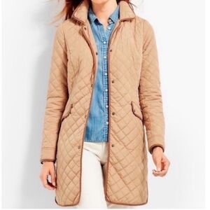 TALBOTS Quilted Knee Length Snap Closure Jacket Size Medium